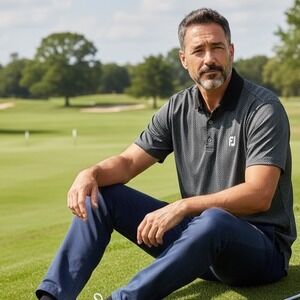 FootJoy Mens ProDry Performance Golf Polo Shirt Black Grey Geometric Large L